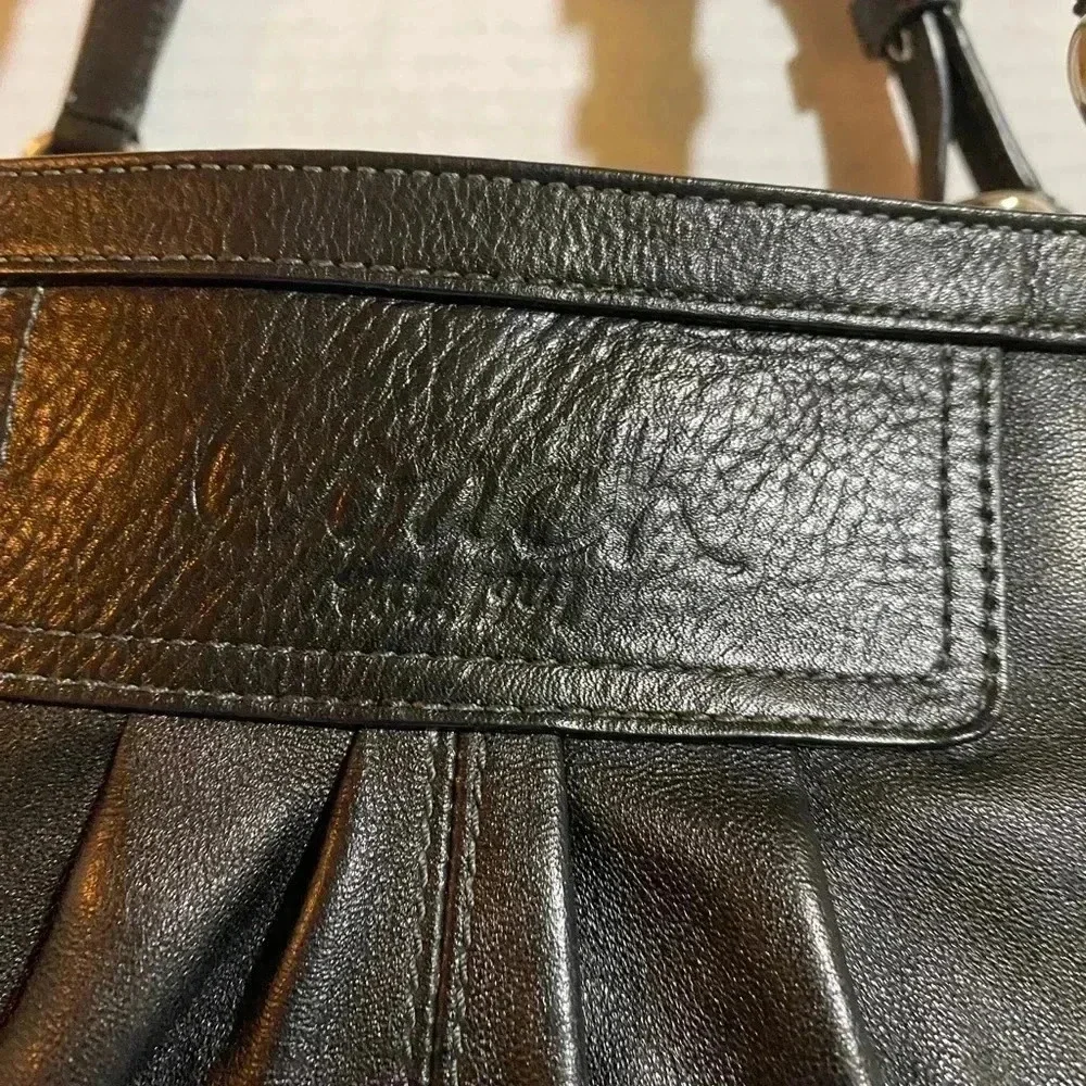 Coach vintage black leather satchel handbag